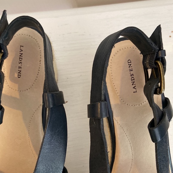 LandsEnd Navy Wedge Sandals - Picture 4 of 12
